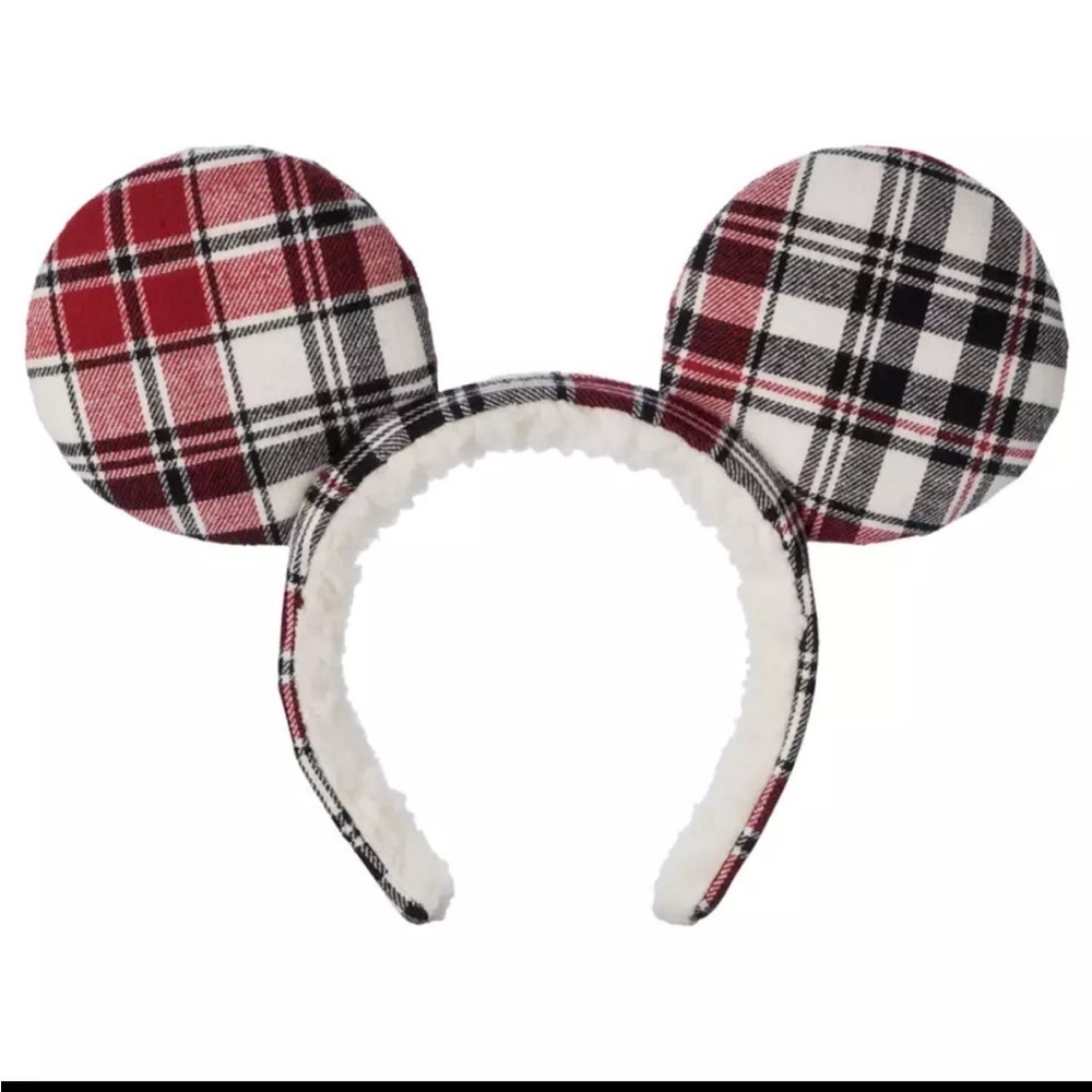Disney Parks Mickey Mouse Plaid Christmas Ear Headband for Adults Holiday